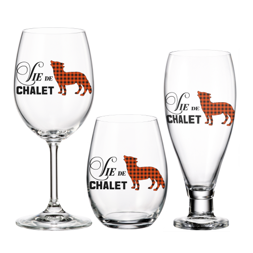 Chalet - Coupe, verre ou verre de bière "Vie de chalet Loup" *PERSONNALISABLE*